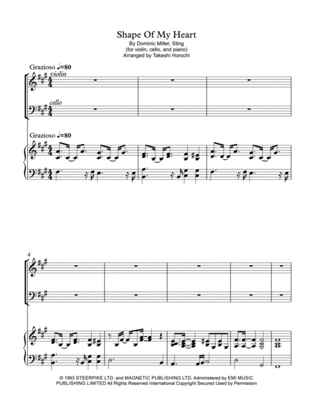 Shape Of My Heart Piano Trio Sheet Music