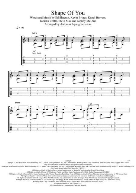 Shape Of You Fingerstyle Guitar Solo Sheet Music