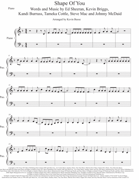 Shape Of You Piano Sheet Music