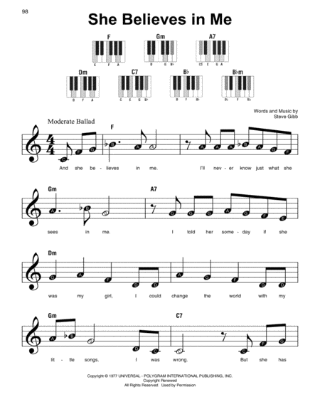 She Believes In Me Sheet Music