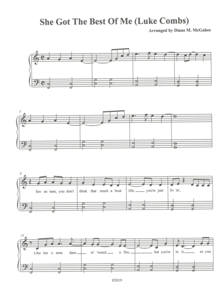 She Got The Best Of Me Sheet Music