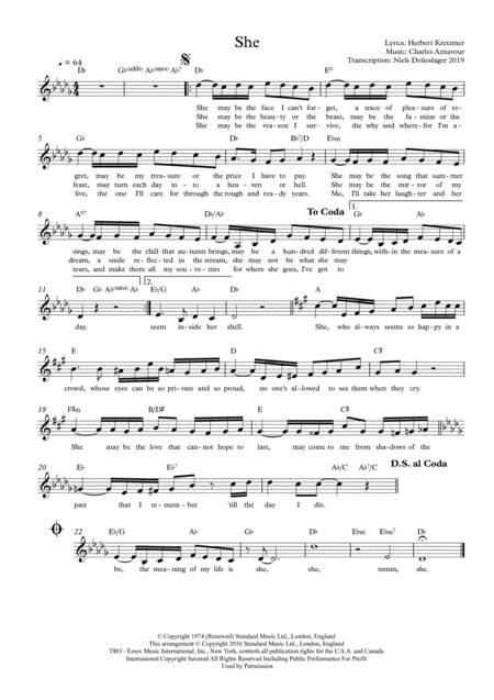 Free Sheet Music She Leadsheet