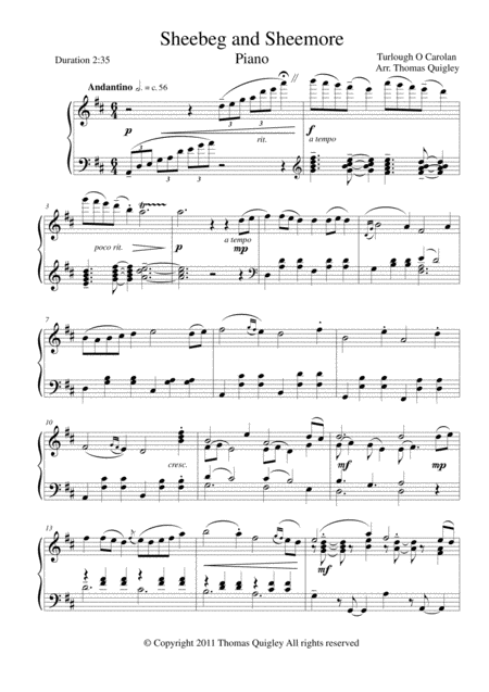 Free Sheet Music Sheebeg And Sheemore