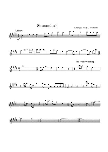 Free Sheet Music Shenandoah For Three Guitars Individual Parts