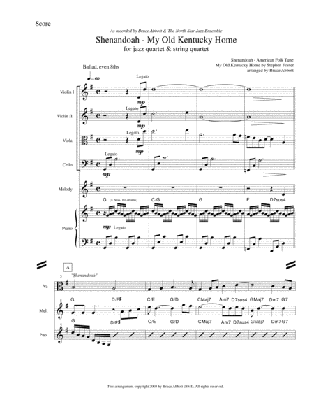 Shenandoah My Old Kentucky Home For Jazz Combo And Strings Sheet Music