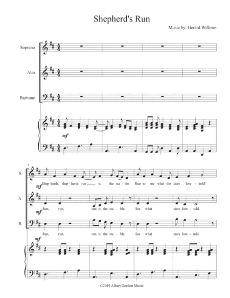 Free Sheet Music Shepherds Run