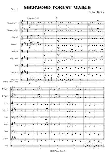 Sherwood Forest March For Junior Brass Band Sheet Music