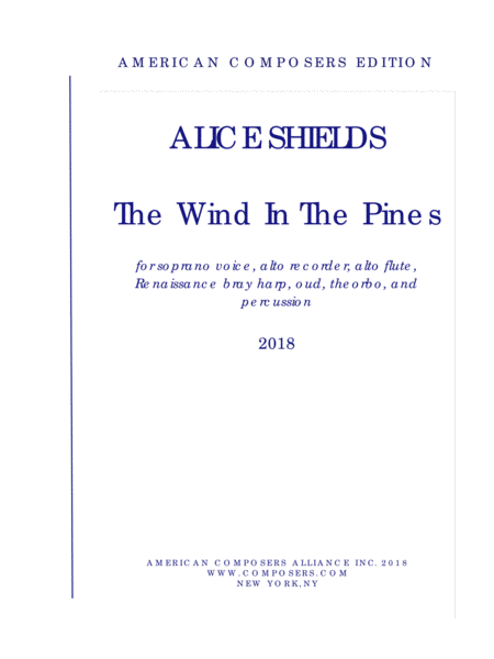 Shields The Wind In The Pines Sheet Music