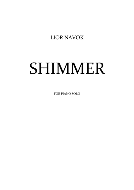 Free Sheet Music Shimmer For Piano