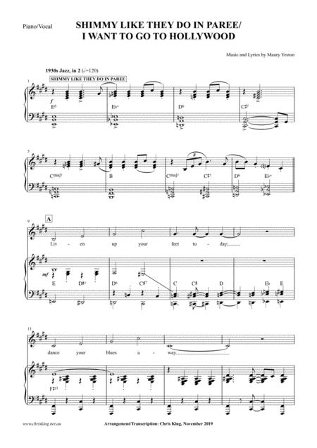 Free Sheet Music Shimmy Like They Do In Paree I Want To Go To Hollywood