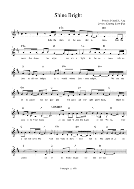 Free Sheet Music Shine Bright