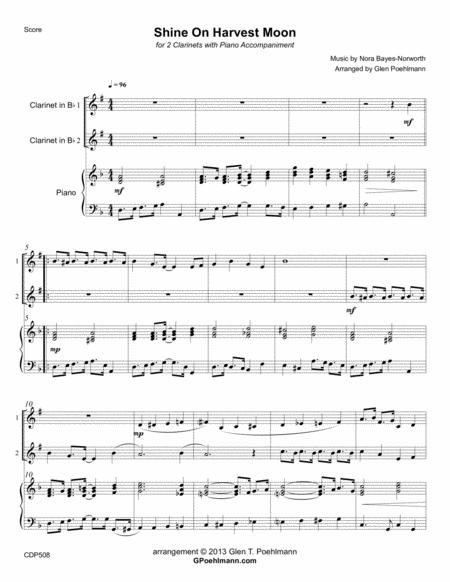 Shine On Harvest Moon Clarinet Duet With Piano Accompaniment Sheet Music