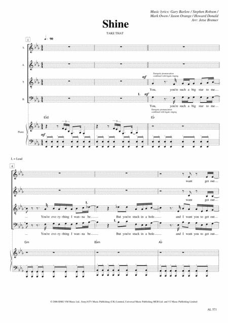 Free Sheet Music Shine Satb Piano