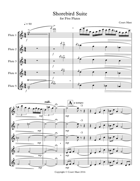 Shorebird Suite For Five Flutes Sheet Music