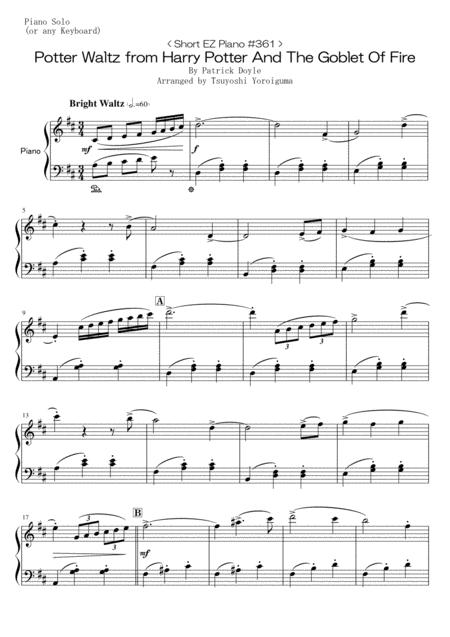 Free Sheet Music Short Ez Piano 361 Potter Waltz From Harry Potter And The Goblet Of Fire