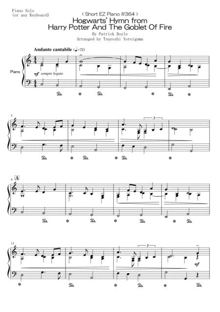 Free Sheet Music Short Ez Piano 364 Hogwarts Hymn From Harry Potter And The Goblet Of Fire