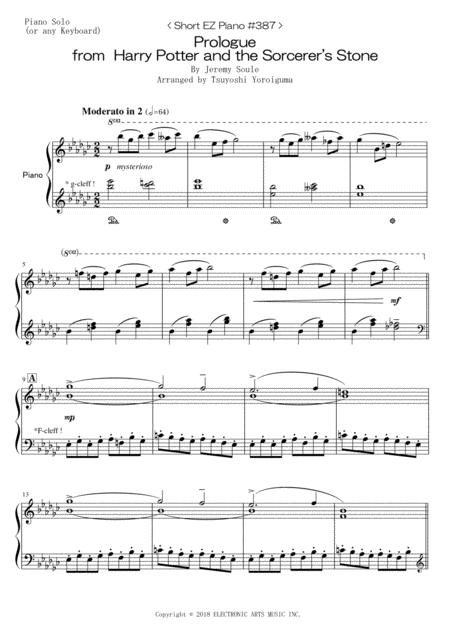 Free Sheet Music Short Ez Piano 387 Prologue From Harry Potter And The Sorcerers Stone