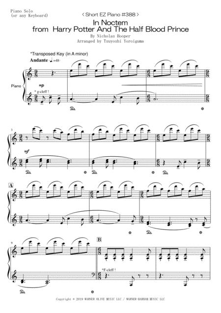 Short Ez Piano 388 In Noctem From Harry Potter And The Half Blood Prince Sheet Music