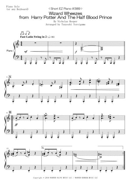 Short Ez Piano 389 Wizard Wheezes From Harry Potter And The Half Blood Prince Sheet Music