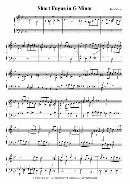 Short Fugue In G Minor For Solo Organ Sheet Music