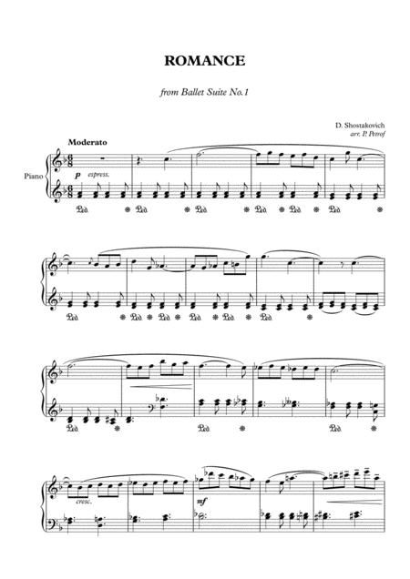 Shostakovich Romance From Ballet Suite No 1 Piano Solo Sheet Music