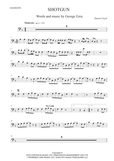 Free Sheet Music Shotgun Bassoon