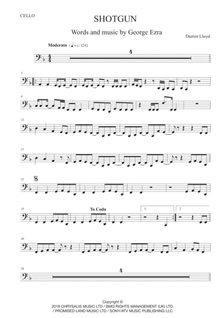 Free Sheet Music Shotgun Cello