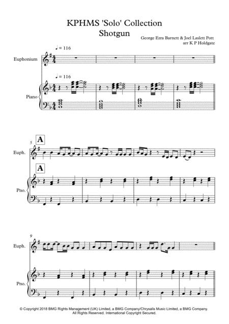 Free Sheet Music Shotgun Solo For Euphonium Baritone Piano In F Major