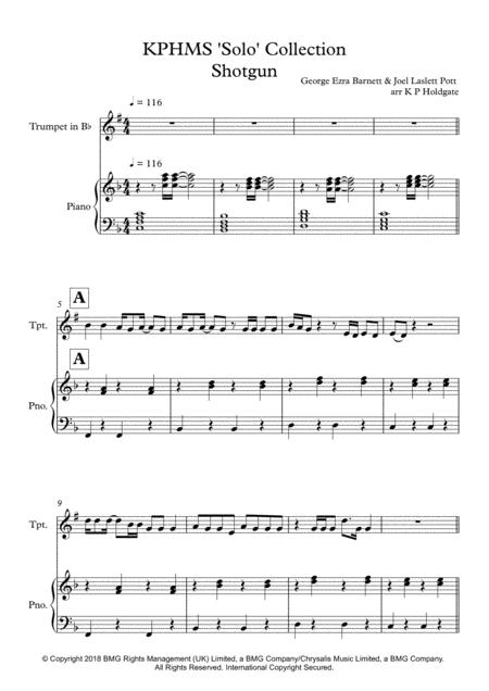 Shotgun Solo For Trumpet Cornet Flugel Piano In F Major Sheet Music