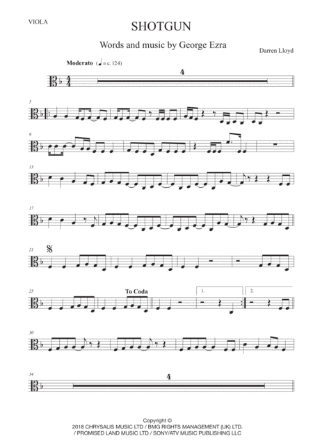 Free Sheet Music Shotgun Viola