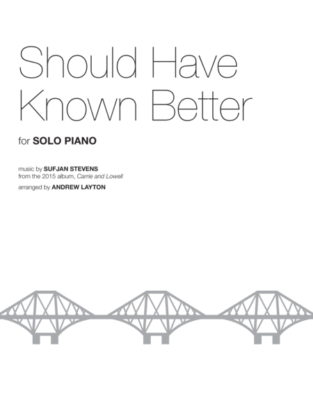 Should Have Known Better Piano Solo Sheet Music