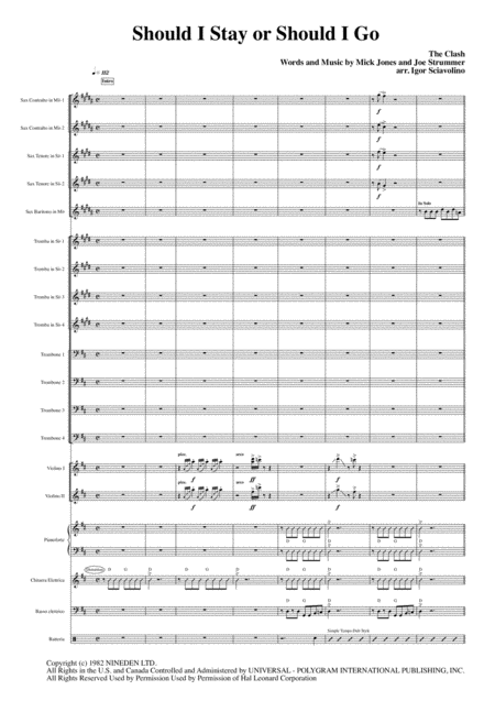 Should I Stay Or Should I Go For Big Band Jazz Concert Band Sheet Music