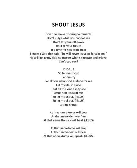 Free Sheet Music Shout Jesus A Song To Show Your Appreciation To God