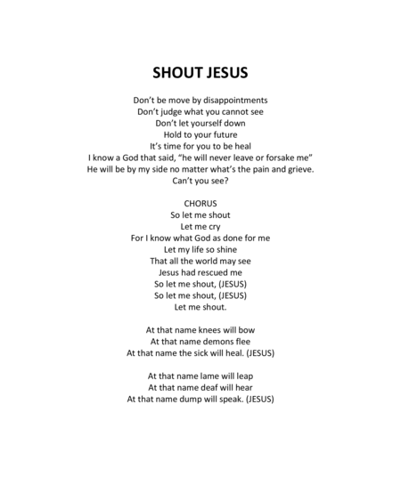 Shout Jesus A Song To Show Your Appreciation To God Sheet Music