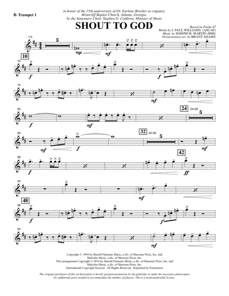 Shout To God Bb Trumpet 1 Sheet Music