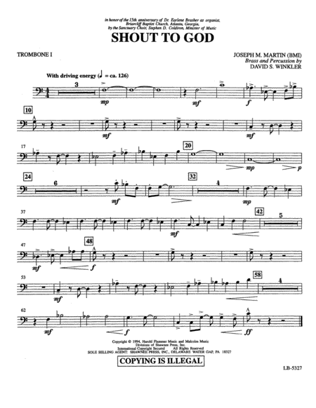 Shout To God Trombone 1 Sheet Music