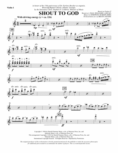 Shout To God Violin 1 Sheet Music