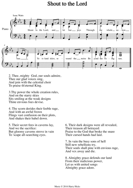 Shout To The Lord A New Tune To A Wonderful Isaac Watts Hymn Sheet Music