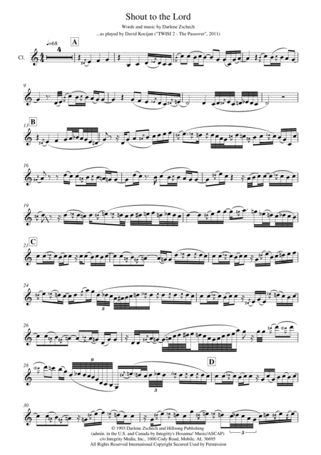 Free Sheet Music Shout To The Lord Clarinet In Bb