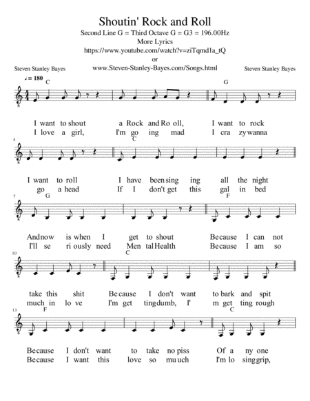 Free Sheet Music Shoutin Rock And Roll