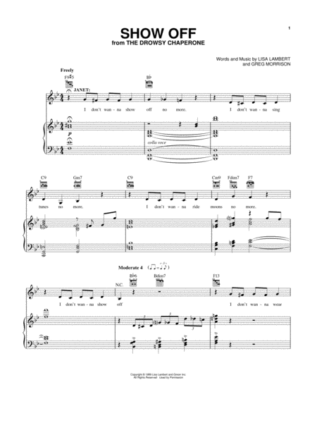 Show Off From The Drowsy Chaperone Musical Sheet Music