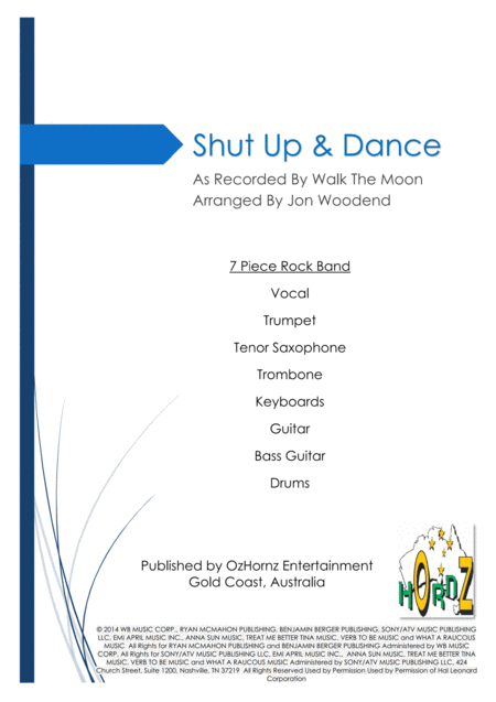 Free Sheet Music Shut Up And Dance 7 Piece Horn Chart