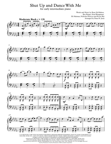 Free Sheet Music Shut Up And Dance For Early Intermediate Piano