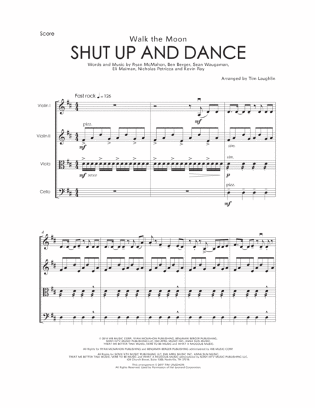 Shut Up And Dance String Quartet Sheet Music