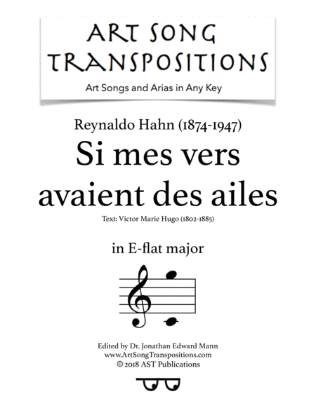 Si Mes Vers Avaient Des Ailes E Flat Major Sheet Music