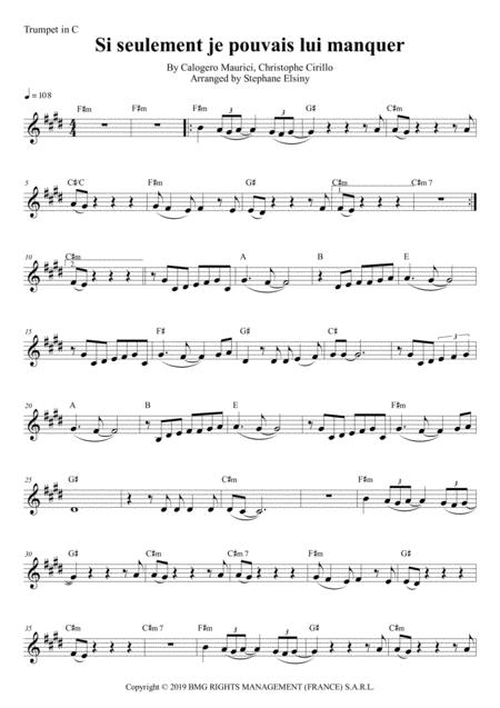 Free Sheet Music Si Seulement Je Pouvais Lui Manquer Calogero Karaoke For Trumpet In C