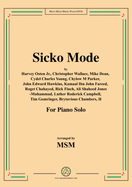 Sicko Mode For Piano Solo Sheet Music