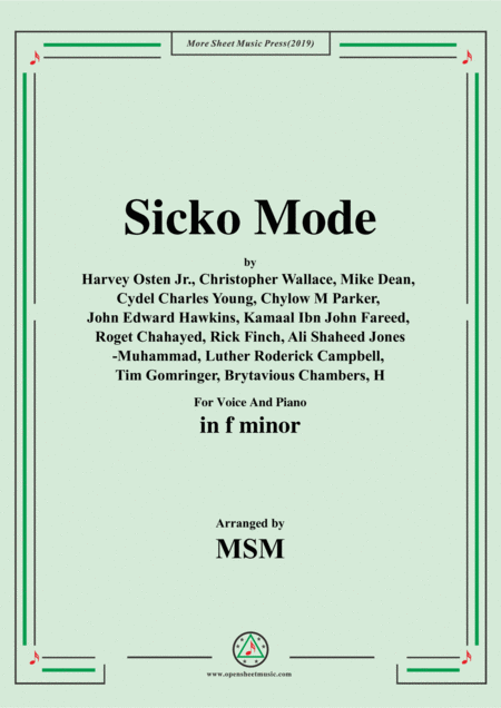 Free Sheet Music Sicko Mode In F Minor For Voice And Piano