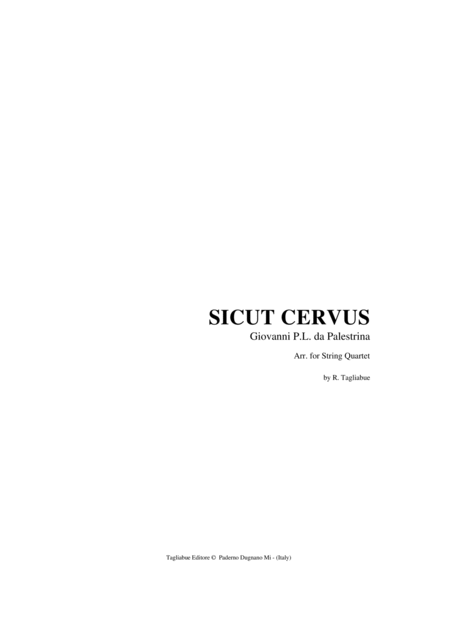 Free Sheet Music Sicut Cervus For String Quartet With Parts