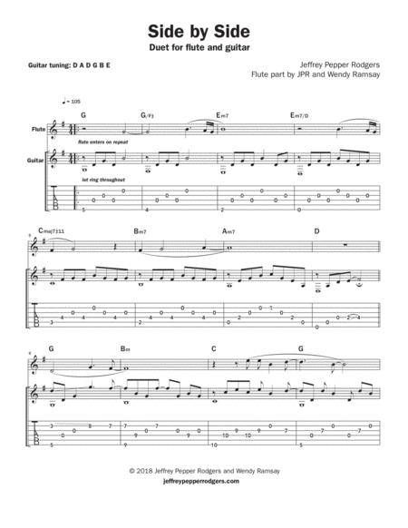Side By Side Fingerstyle Guitar And Flute Instrumental Duet Sheet Music